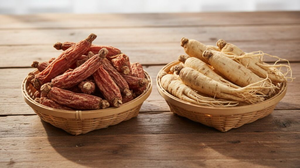 Ginseng rouge ou blanc Ginseng rouge ou blanc