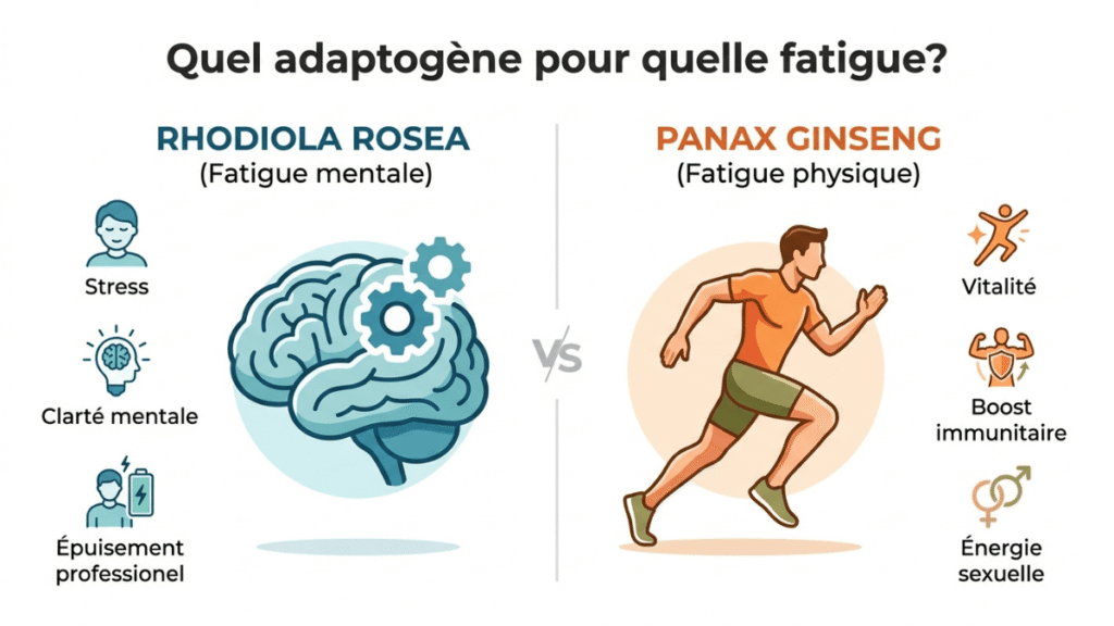 Comparatif rhodiola vs ginseng
